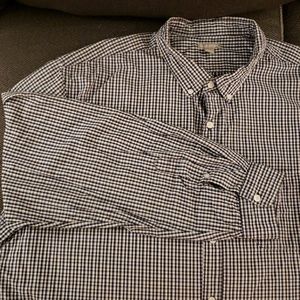 Mens long sleeve shirt black and white plaid